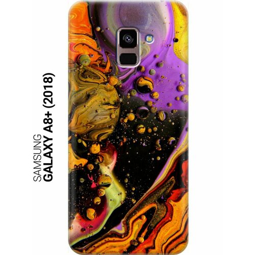 ультратонкий силиконовый чехол накладка для samsung galaxy j6 2018 с принтом разноцветные капли Ультратонкий силиконовый чехол-накладка для Samsung Galaxy A8+ (2018) с принтом Разноцветные капли