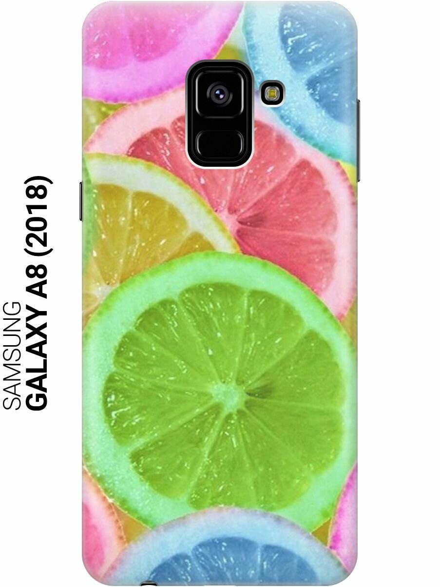 Силиконовый чехол на Samsung Galaxy A8 (2018), Самсунг А8 2018 с принтом "Разноцветные лимоны"