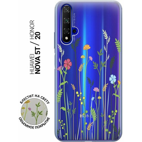 Ультратонкий силиконовый чехол-накладка Transparent для Honor 20, Huawei Nova 5T с 3D принтом Flowers & Fern ультратонкий силиконовый чехол накладка transparent для honor 20 pro с 3d принтом flowers