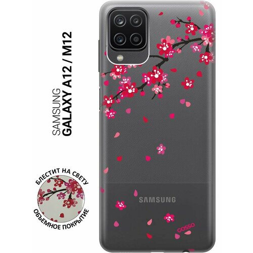 Ультратонкий силиконовый чехол-накладка ClearView для Samsung Galaxy A12 с 3D принтом Sakura ультратонкий силиконовый чехол накладка clearview 3d для samsung galaxy a72 с принтом sakura