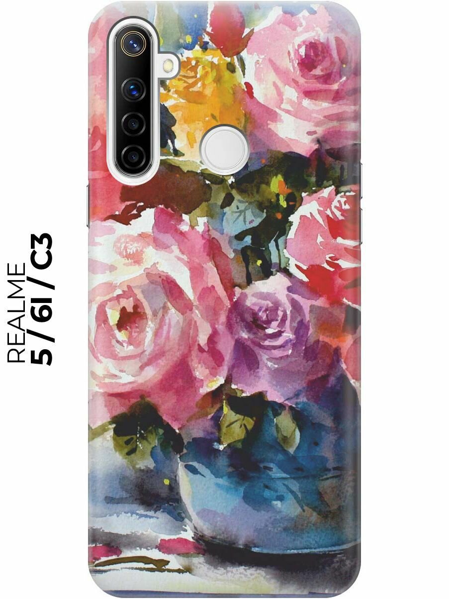 RE: PA Чехол - накладка ArtColor для realme 5 / 6i / C3 с принтом "Акварельный букет цветов"
