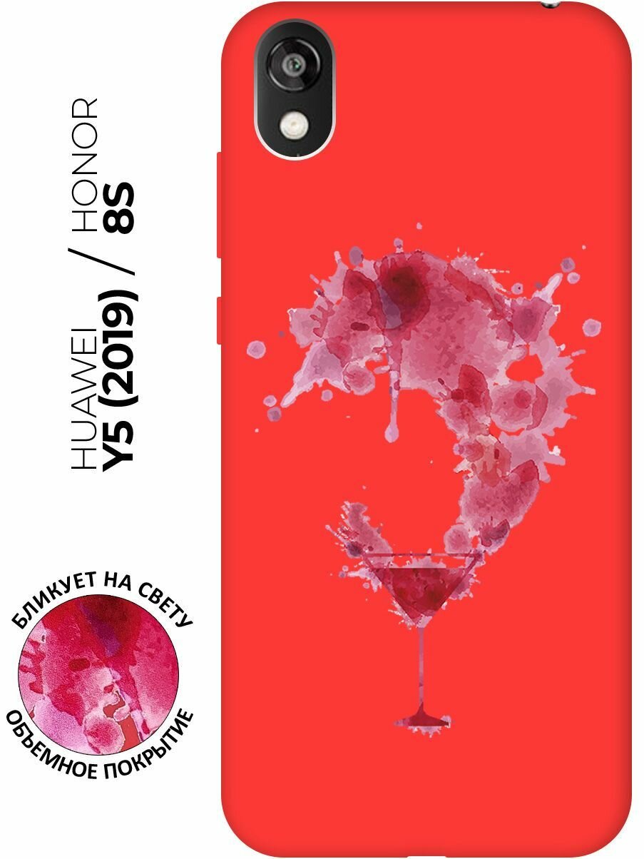 Матовый чехол Cocktail Splash для Huawei Y5 (2019) / Honor 8S / Хуавей У5 2019 / Хонор 8 эс с 3D эффектом красный