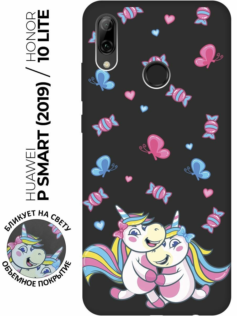 Матовый чехол Unicorns and Candies для Honor 10 Lite / Huawei P Smart (2019) / Хуавей П Смарт (2019) / Хонор 10 Лайт с 3D эффектом черный