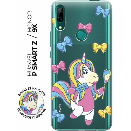 Силиконовый чехол с принтом Lady Unicorn для Honor 9X / 9X Premium / Huawei P Smart Z / Y9 Prime (2019) / Хуавей П Смарт Зет / У9 Прайм (2019) / Хонор 9Х / 9Х Премиум матовый чехол lady unicorn для honor 9x 9x premium huawei p smart z y9 prime 2019 хуавей хонор 9х с 3d эффектом бирюзовый