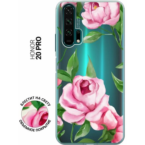 Силиконовый чехол на Honor 20 Pro, Хонор 20 Про с 3D принтом Amazing Peonies прозрачный силиконовый чехол на honor 80 pro хонор 80 про с 3d принтом amazing peonies прозрачный