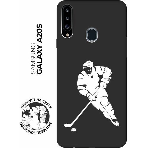 Матовый чехол Hockey W для Samsung Galaxy A20s / Самсунг А20с с 3D эффектом черный матовый чехол bye then w для samsung galaxy a20s самсунг а20с с 3d эффектом черный