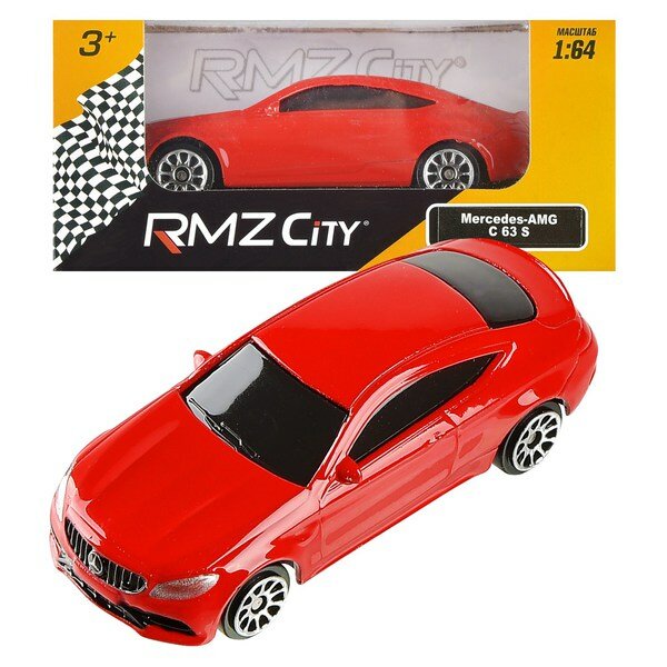 Машинка металлическая Uni-Fortune RMZ City 1:64 Mercedes-Benz C63 S AMG Coupe 2019 (цвет красный)