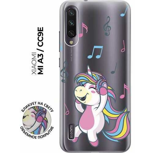 Силиконовый чехол с принтом Musical Unicorn для Xiaomi Mi A3 / CC9e / Сяоми Ми А3 / Ми СС9е матовый чехол true king для xiaomi mi a3 cc9e сяоми ми а3 ми сс9е с 3d эффектом черный