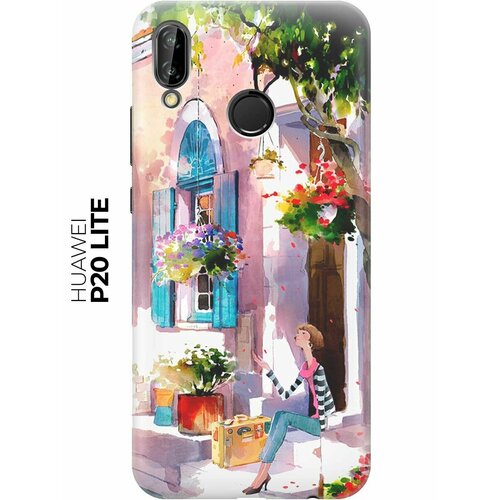 Cиликоновый прозрачный чехол ArtColor для Huawei P20 Lite с принтом Девочка на цветущей улочке cиликоновый прозрачный чехол artcolor для xiaomi redmi 8a с принтом девочка на цветущей улочке