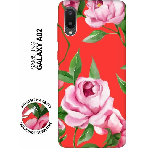 Силиконовый чехол на Samsung Galaxy A02, Самсунг А02 Silky Touch Premium с принтом Amazing Peonies красный силиконовый чехол на samsung galaxy a02 самсунг а02 silky touch premium с принтом lazy cat красный