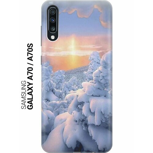 Ультратонкий силиконовый чехол-накладка для Samsung Galaxy A70, A70s с принтом Заснеженный лес ультратонкий силиконовый чехол накладка для samsung galaxy a20s с принтом заснеженный лес
