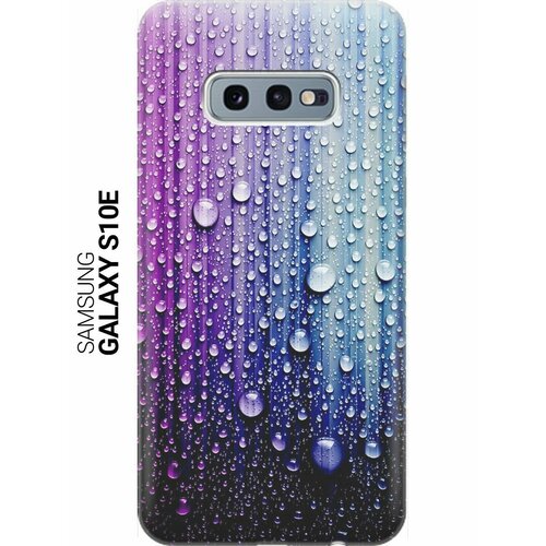 ультратонкий силиконовый чехол накладка для samsung galaxy s10e с принтом разноцветные капли Ультратонкий силиконовый чехол-накладка для Samsung Galaxy S10e с принтом Капли на голубом