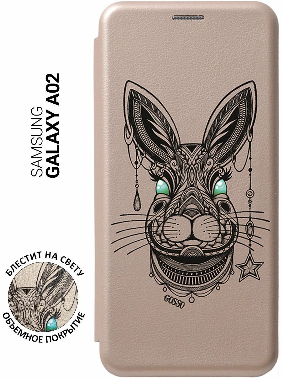 Чехол-книжка Book Art Jack для Samsung Galaxy A02 с принтом "Grand Rabbit" золотой