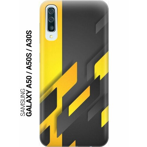 Ультратонкий силиконовый чехол-накладка для Samsung Galaxy A50, A50s, A30s с принтом Черно-желтая абстракция силиконовый чехол синяя абстракция на samsung galaxy a50 a50s a30s самсунг а50 а30 эс а50 эс