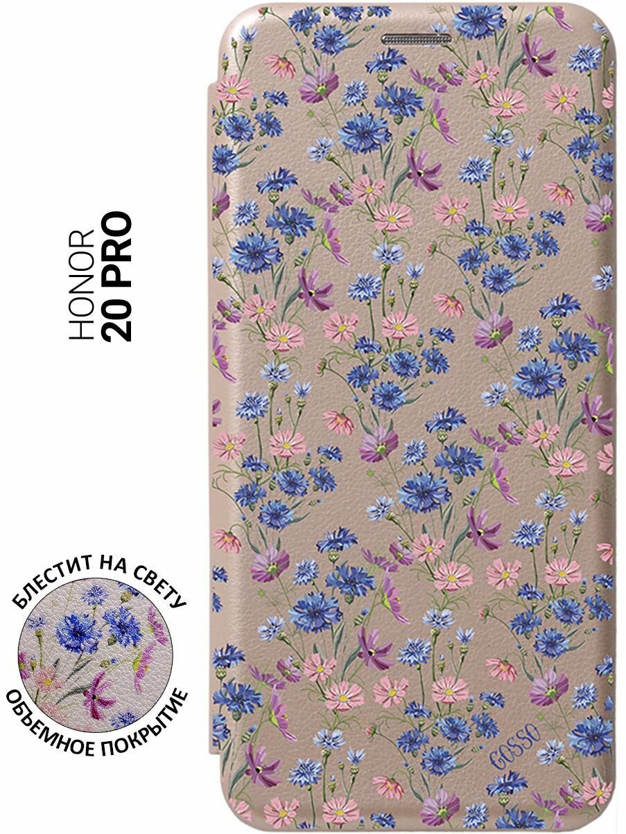 Чехол-книжка Book Art Jack Lovely Cornflowers для Honor 20 Pro золотой