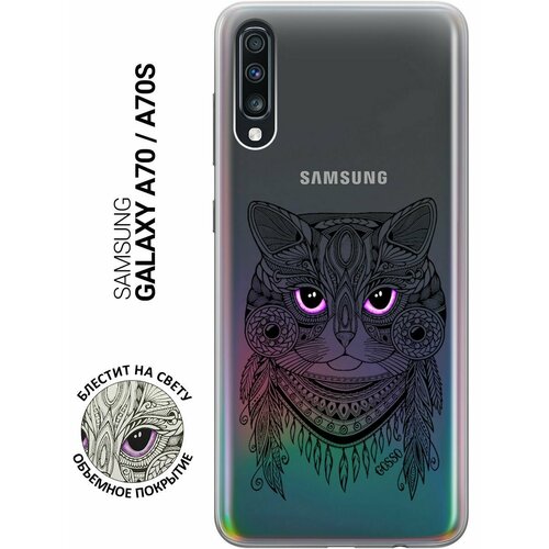 Ультратонкий силиконовый чехол-накладка для Samsung Galaxy A70 с 3D принтом Grand Cat ультратонкий силиконовый чехол накладка для samsung galaxy a70 с 3d принтом grand bull