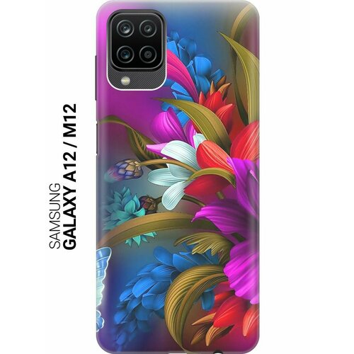 Ультратонкий силиконовый чехол-накладка для Samsung Galaxy A12 с принтом Фантастические цветы ультратонкий силиконовый чехол накладка для samsung galaxy j3 2016 с принтом фантастические цветы