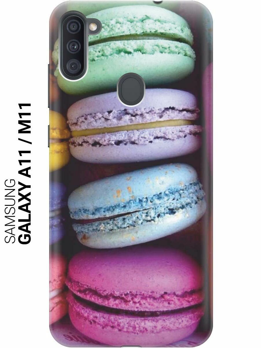 Ультратонкий силиконовый чехол-накладка для Samsung Galaxy A11, M11 с принтом "Макаруны"