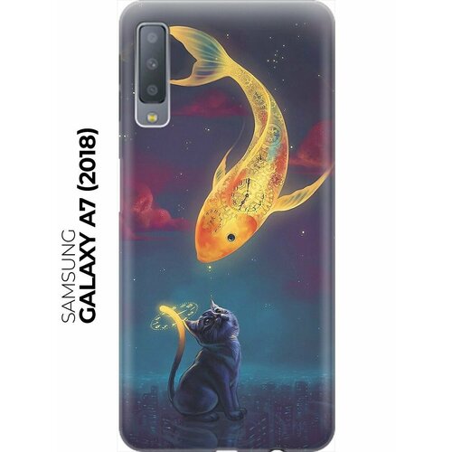 re pa накладка transparent для samsung galaxy a5 2017 с принтом кот и рыбка RE: PA Накладка Transparent для Samsung Galaxy A7 (2018) с принтом Кот и рыбка