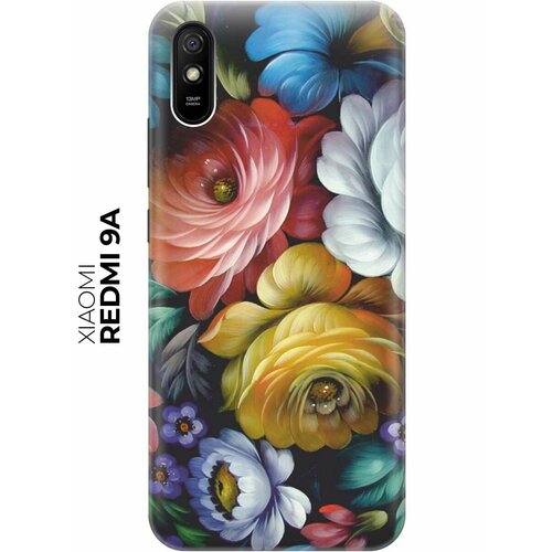 Чехол - накладка ArtColor для Xiaomi Redmi 9A с принтом Цветочная роспись чехол накладка artcolor для xiaomi redmi note 9t с принтом цветочная роспись