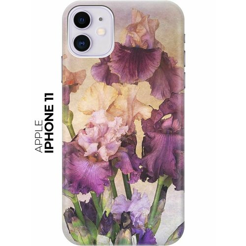 фото Силиконовый чехол на apple iphone 11 / эпл айфон 11 с рисунком "фиолетовые цветы" bestluck