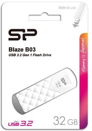 Флеш Диск Silicon Power 32GB Blaze B03 SP032GBUF3B03V1W USB3.1 белый