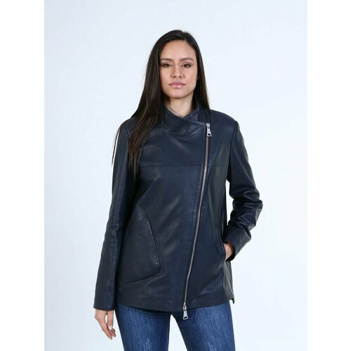 фото Кожаная куртка bilgins, размер 48, синий