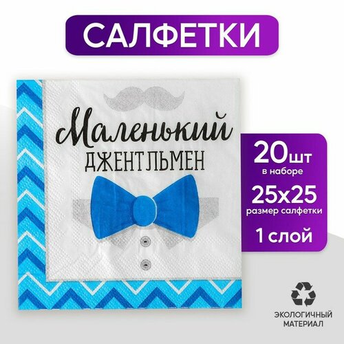 cалфетки маленький джентльмен 25 25см набор 20 шт 3967957 Cалфетки «Маленький джентльмен», 25х25 см, набор 20 шт.