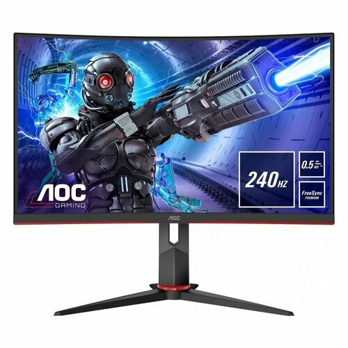 27" Монитор AOC Gaming C27G2ZE, 1920x1080, VA, 240Гц, 2хHDMI, 1хDP, изогнутый, черный/красный и черный