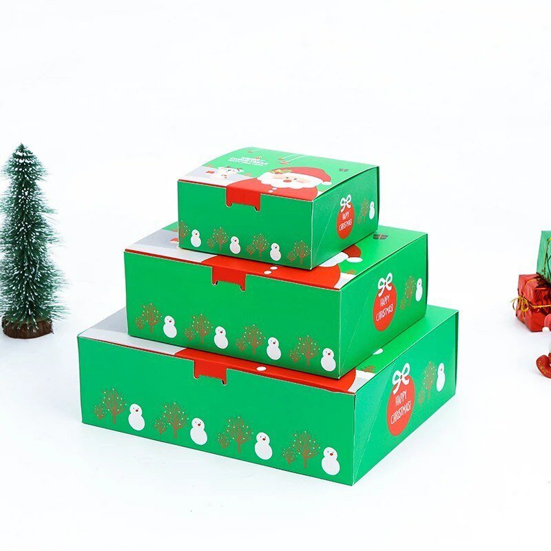 Подарочная складная коробка для новогодних подарков зеленая набор 3 штуки