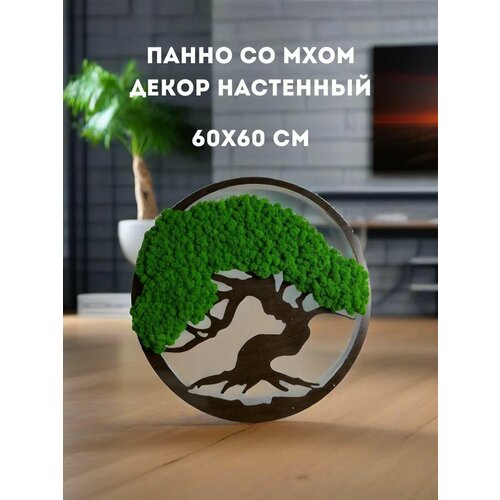 Панно с цветами со мхом натуральным для дома и дачи 60х60см