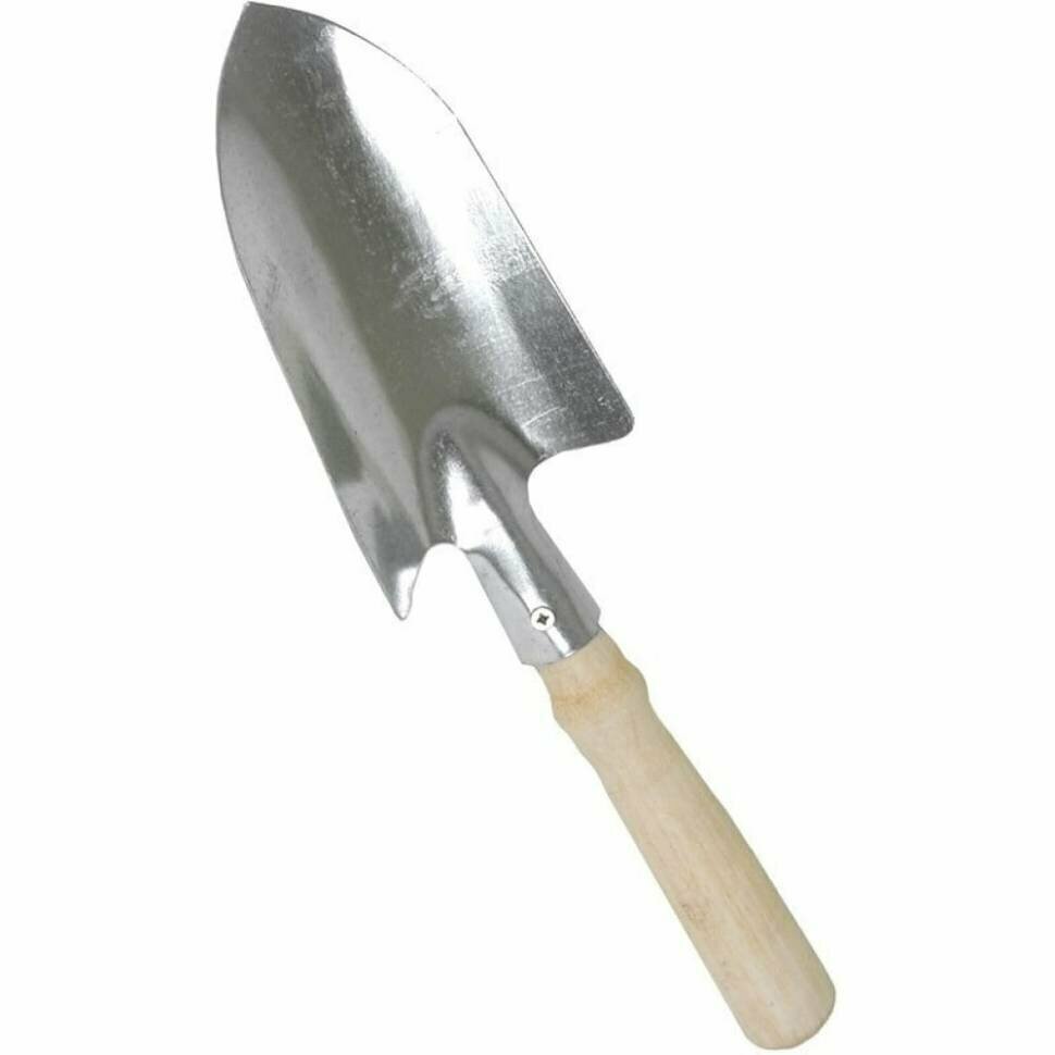 фото Посадочный совок Gigant большой, оцинкованный, с деревянной ручкой GAV-25