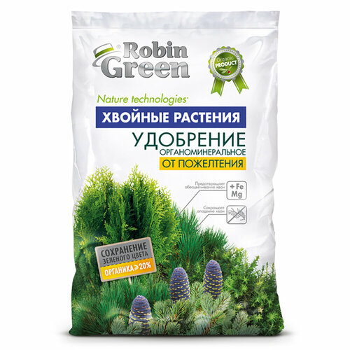 удобрение robin green хвойные растения от пожелтения 2 5 л 2 5 кг 1 уп Удобрение органоминеральное Robin Green от пожелтения хвои 2,5 кг