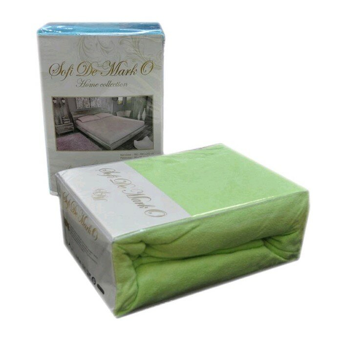 фото Комплект: простыня 160-180×200 см, наволочки 50×70 см-2 шт, махра, светло-зелёный