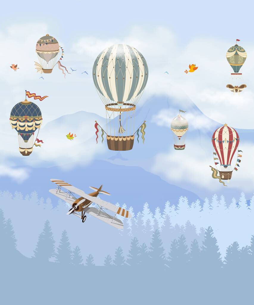 Фотообои Воздушные шары в детскую 275x230 (ВхШ), бесшовные, флизелиновые, MasterFresok арт 13-253