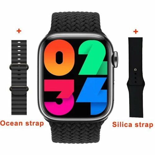 смарт часы hw9 ultra max premium series smart watch 2 ремешка ios android bluetooth звонки уведомления черные Смарт часы HW9 PRO MAX PREMIUM Series Smart Watch Amoled, 3 ремешка, iOS, Android, Bluetooth звонки, Уведомления, Черные