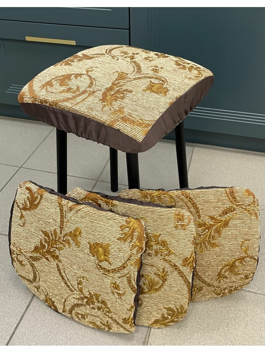 Подушка на стул квадратная чехол на табурет на резинке