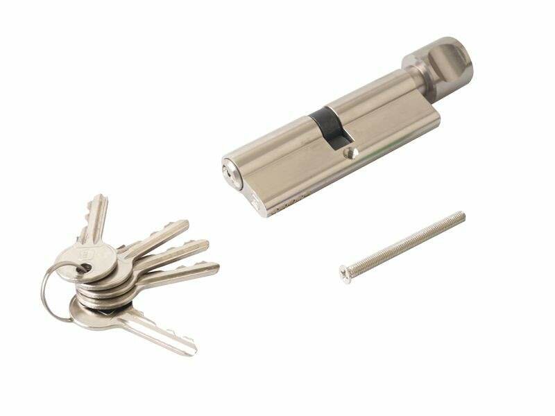 Цилиндр профильный ELEMENTIS с ручкой 45(ключ)/45(ручка) 5 ключей никелированный