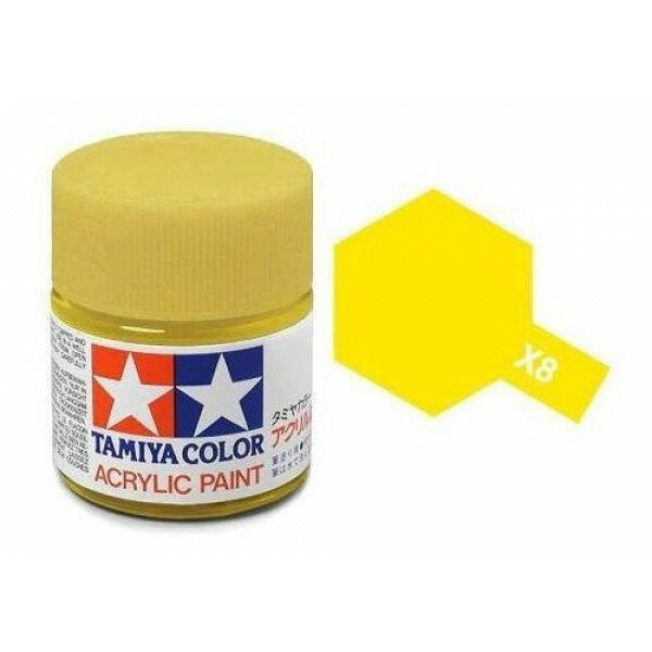 X-8 Lemon Yellow (Лимонно-желтая Глянцевая) акриловая краска, 10 мл.