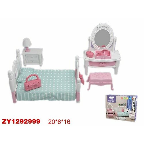 Набор мебели для кукол Shantou Спальня, 20х6х16 см , в коробке (FDE87411) дом для кукол shantou 24х22х21 5 см пластик в коробке 326 d47