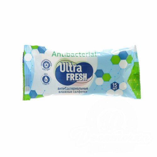 Ultra Fresh 15 шт Antibacterial Влажные салфетки салфетки влажные ultra fresh antibacterial 15 шт