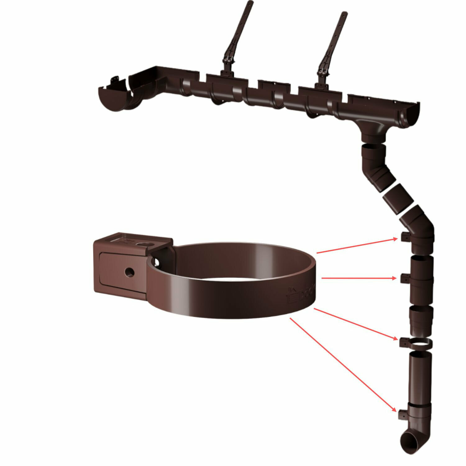 Хомут универсальный водостока DOCKE PREMIUM (Деке Премиум) RAL 8019 Коричневый Шоколад - фотография № 3