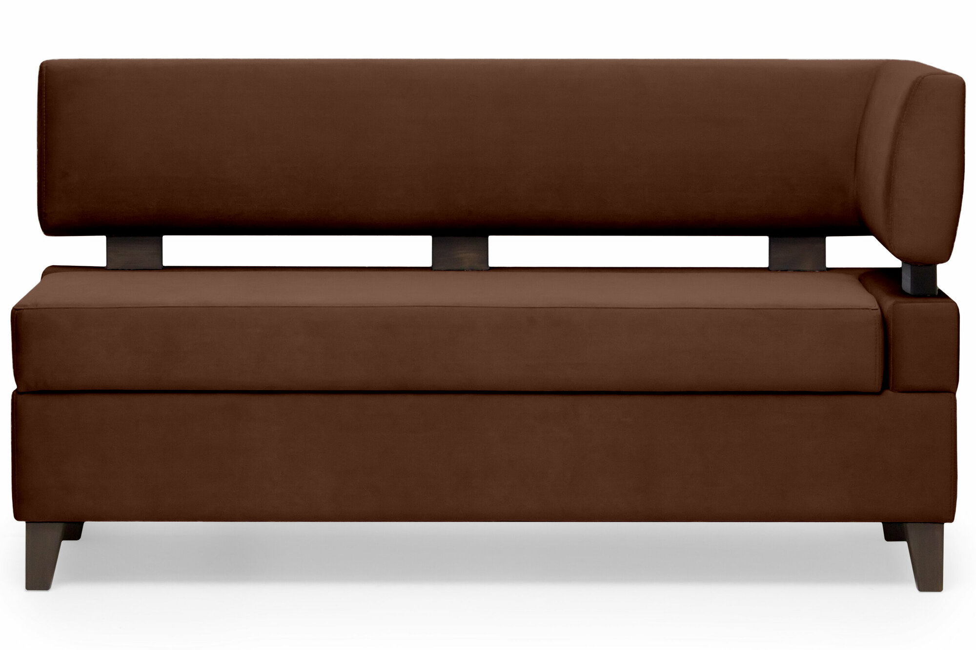 Прямой диван для кухни Свен 175 см с боковой спинкой и ящиком - коричневый, правый