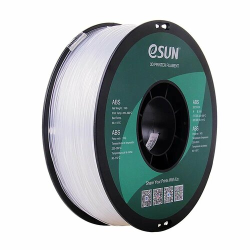Филамент ESUN ABS пластик для 3D принтера 1.75мм, прозрачный 1 кг. пластик для 3d принтера esun abs 1 кг зелёный