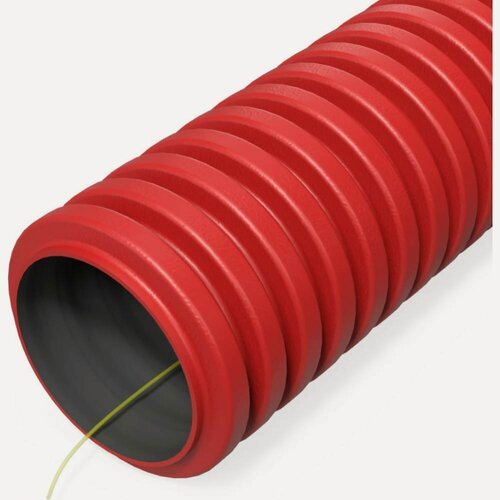 Изображение товара Гибкая гофрированная двустенная труба ПНД Промрукав тип 450 SN34 с зондом красная d32 20м PR15.0266