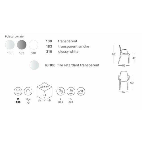 Кресло прозрачное Scab Design Vanity серый