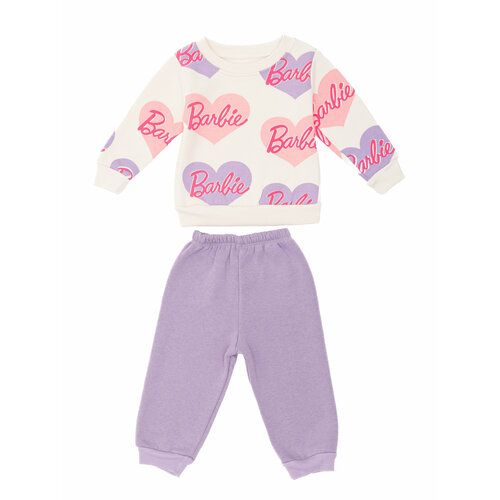 Комплект одежды   для девочек, брюки и джемпер, повседневный стиль, без карманов, без капюшона, размер 2-года, фиолетовый, белый