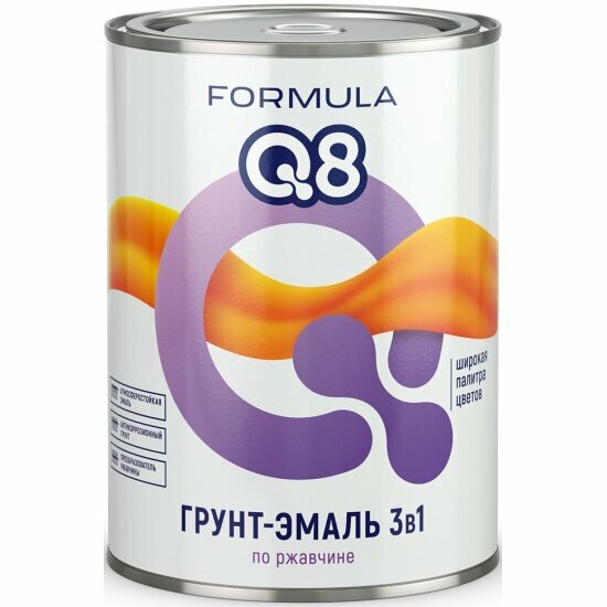 Грунт-эмаль Formula Q8 по ржавчине 3 в 1, матовая, 0,9 кг, черная