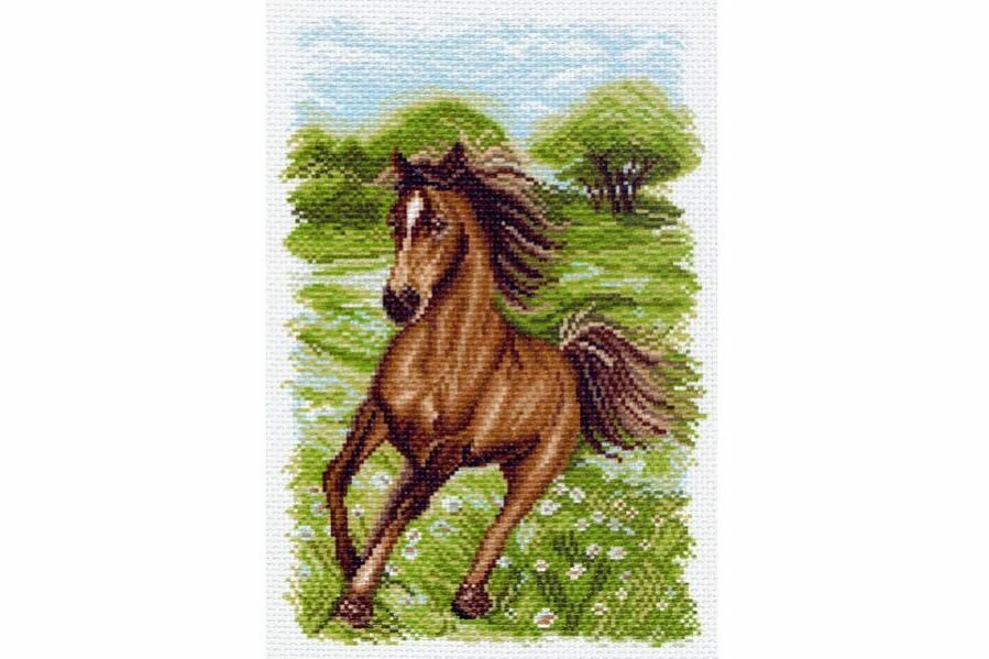 Канва с рисунком матренин посад Пейзаж с лошадью, 28*37см, 1шт