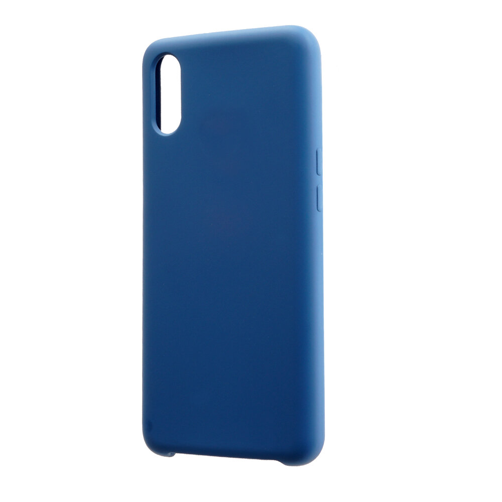 Чехол Silicone Case без логотипа с бархатной подложкой для Samsung Galaxy A01 Темно-синий